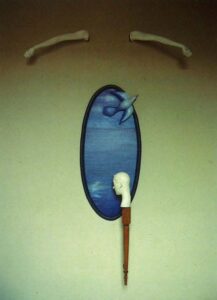 Created the artwork Isolated moral female object, in a relationship with a male bird II