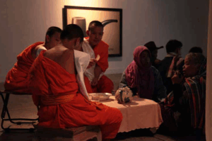 Created digital print Novices Eating Potato Chips In Sanook Dee Museum