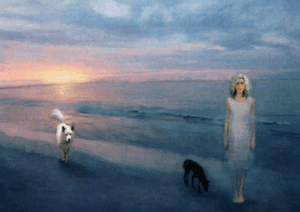 Created a set of six photographs on canvas An Artist With Six Dead Dogs’ Spirits